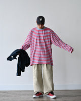 BHNY LOOSE FIT SLIT STRIPED LONG SLEEVE T-SHIRT