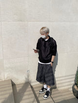 Curved Denim Half Pants