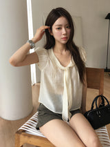 Olive tie blouse