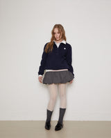 Frill 8 button pk shirt / navy