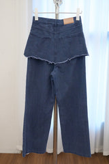 Washed Denim Skirt Pants (Navy/2size)