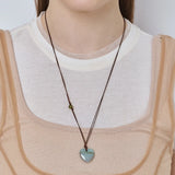 heart double string necklace-Mint