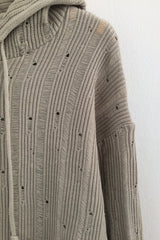 Punch Damage Hooded Knitwear Zip-Up