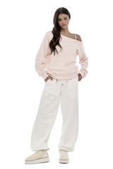 Kleen club one-shoulder sweatshirt, Pink