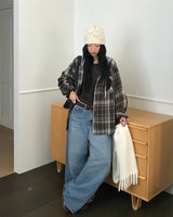 [ORIGINAL] Plain Hooded Check Shirt
