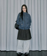 Flannel Check Hood Jacket - NAVY