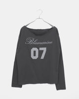 Maril ナンバー レタリングプリントワンショルダーロングスリーブTシャツ