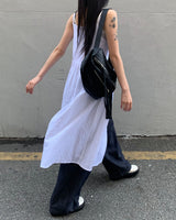 Dart denim wide pants