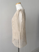 Popcorn Lace-up V-Neck Knit Vest