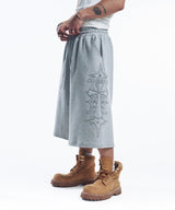 Stud Needle Walk Bermuda Sweat Pants - Gray
