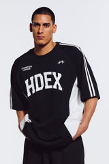 Side Color Block Short Sleeve Black
