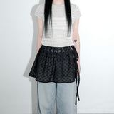 Voluminous sheer wrap skirt _ black