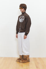 Finger Logo Applique Crop Zip-Up (Brown)