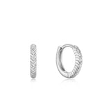 Rope Detail Huggie Hoop One-Touch Mini Ring 925 Silver Earring E036-03H