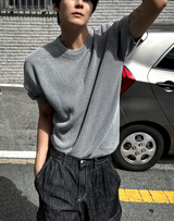 ドミニクピグメントラウンドネック半袖ニット