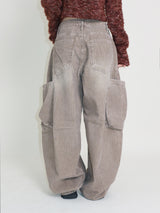 Square pocket balloon fit corduroy pants