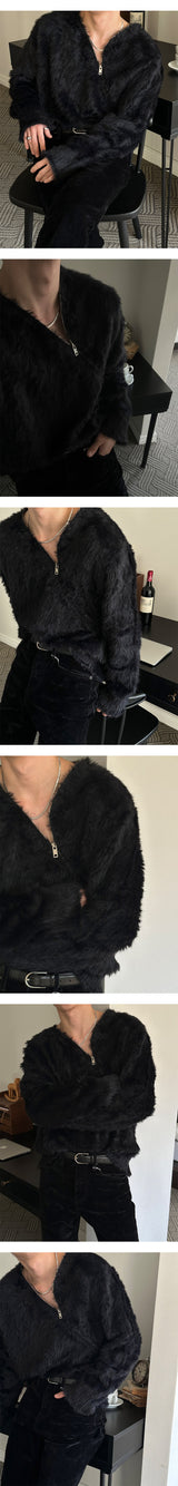 [F/W] Angora brush side zipper knit(2color)