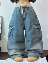 HIGH QUALITY 💍💎 LIP BALLOON PARACHUTE DENIM PANTS 🤎2 SIZE