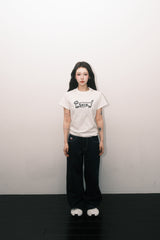 Dog Logo Slim Fit Applique Tshirts Ivory