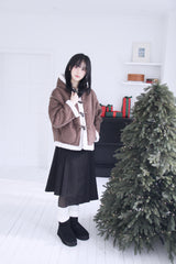 wool unbalanced pleats midi sk(2color)