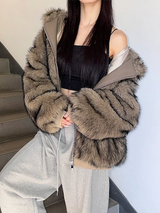 [Unisex] Fur 2way hood zip up(4color)