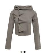 Frill Button Hooded Cardigan