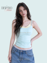 Mint lemon layered sleeveless t-shirt