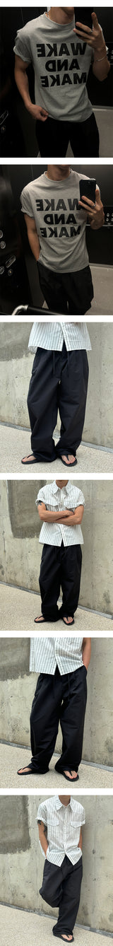 [Unisex] ナイロンツータックロープバンドパンツ(3color)