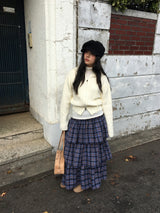 [MD Pick] ピーチプレイドティアードスカート (2color)