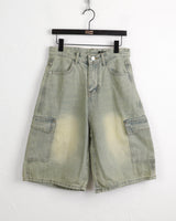 [4color] Tishan Cargo Bermuda Half Denim Short Pants