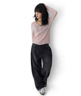 Nata Henley Neck Ribbed Knit Top