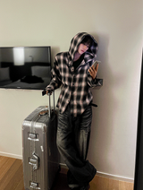 shea hooded checkered shirt