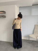 26SS★ [BAONHAUS] Benir Round Ribbed Long Sleeve Tee