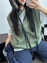 フリースレイヤードベストジップアップ💚💙🖤🧡4COLOR