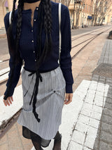  Oblique Noir Visor Stripe See-through Midi Skirt (2 colors)