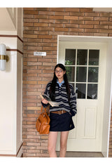 Navy A-line mini skirt