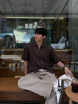 Summer bante collar short-sleeved cardigan