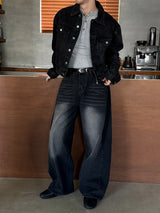 Side pin tuck wide denim pants(5color)