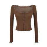 Elina Lace Trim Button Cardigan