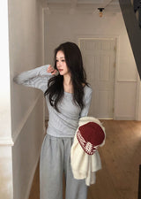 Peach Warm Border Round T-shirt (5color)