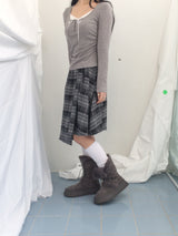 Charcoal Blend Checkered Layered Skirt