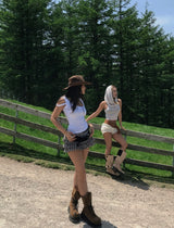 Army ストラップリブUネックノースリーブ