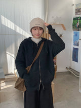 [unisex] ケルトウールオーバーニットフードジップアップ