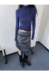 Soft Layered Turtleneck Long Sleeve T-shirt