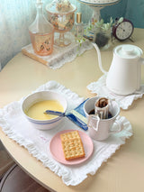 Initial Label Frill Matte Coaster Cotton Cover M