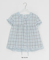 Arche Check Frill Short Sleeve Blouse