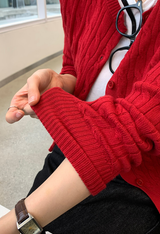 FOBケーブルニット ラウンド カーディガン