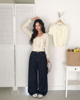 [MADE] Lower, frill long sleeve blouse