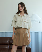 ロゴプリントプリーツスカート [BEIGE]