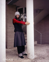 FLARE RIB SKIRT (CAHRCOAL)